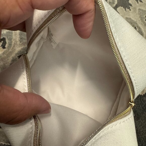 Christian Dior White Denim Beige Cosmetic Pouch Bag New - Picture 5 of 6